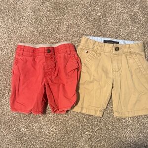 Tommy Hilfiger Kids Red and Khaki Shorts Duo